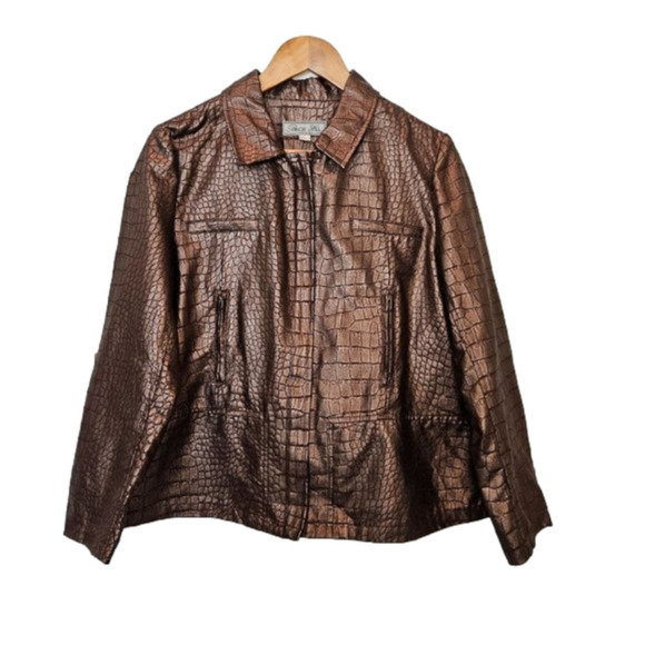 Birch Hill Jacket Bronze Snakeskin Wax Faux Leather size PL - Picture 1 of 11